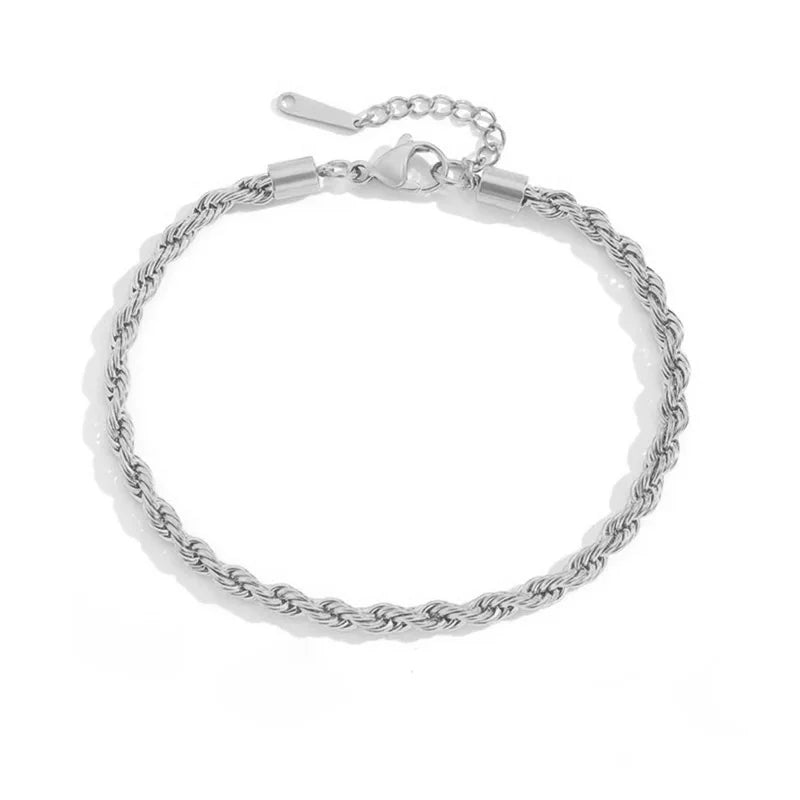 SUNIBI 316L Stainless Steel Link Anklet for Women Gold Color 4MM Classic Chain Foot Anklet Accessorie Wholesale Dropshipping