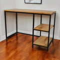 HMS 42\" Solid Wood and Metal Computer Desk in Natural and Black Premium Computer Desks