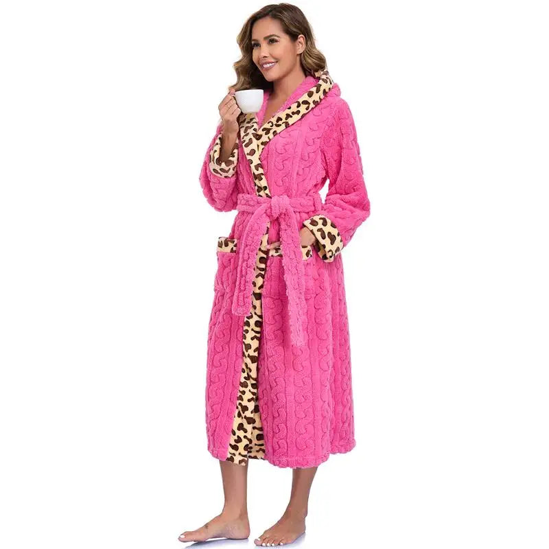 Free Shipping Wholesale Bath Robes Sleepwear Soft Bathrobe pink Striped Pyjamas Women Sleepwear