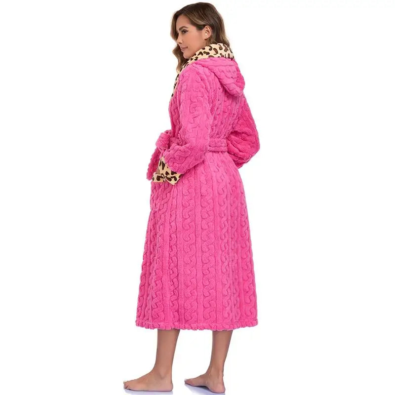 Free Shipping Wholesale Bath Robes Sleepwear Soft Bathrobe pink Striped Pyjamas Women Sleepwear