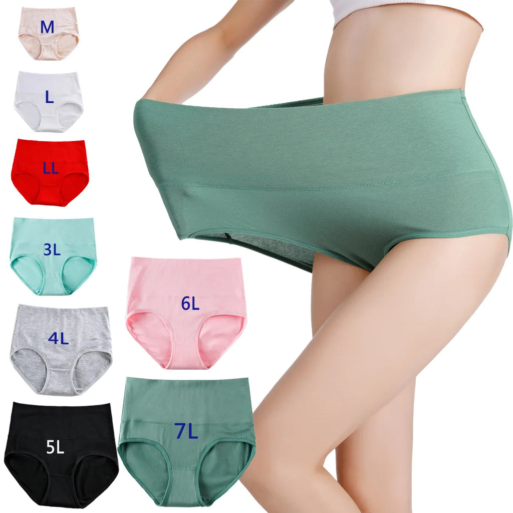 3Pcs Women's Underwear Plus Size High Waist Panties for Women Lingeries Cotton Briefs Underpant Breathable Female Intimates Lady