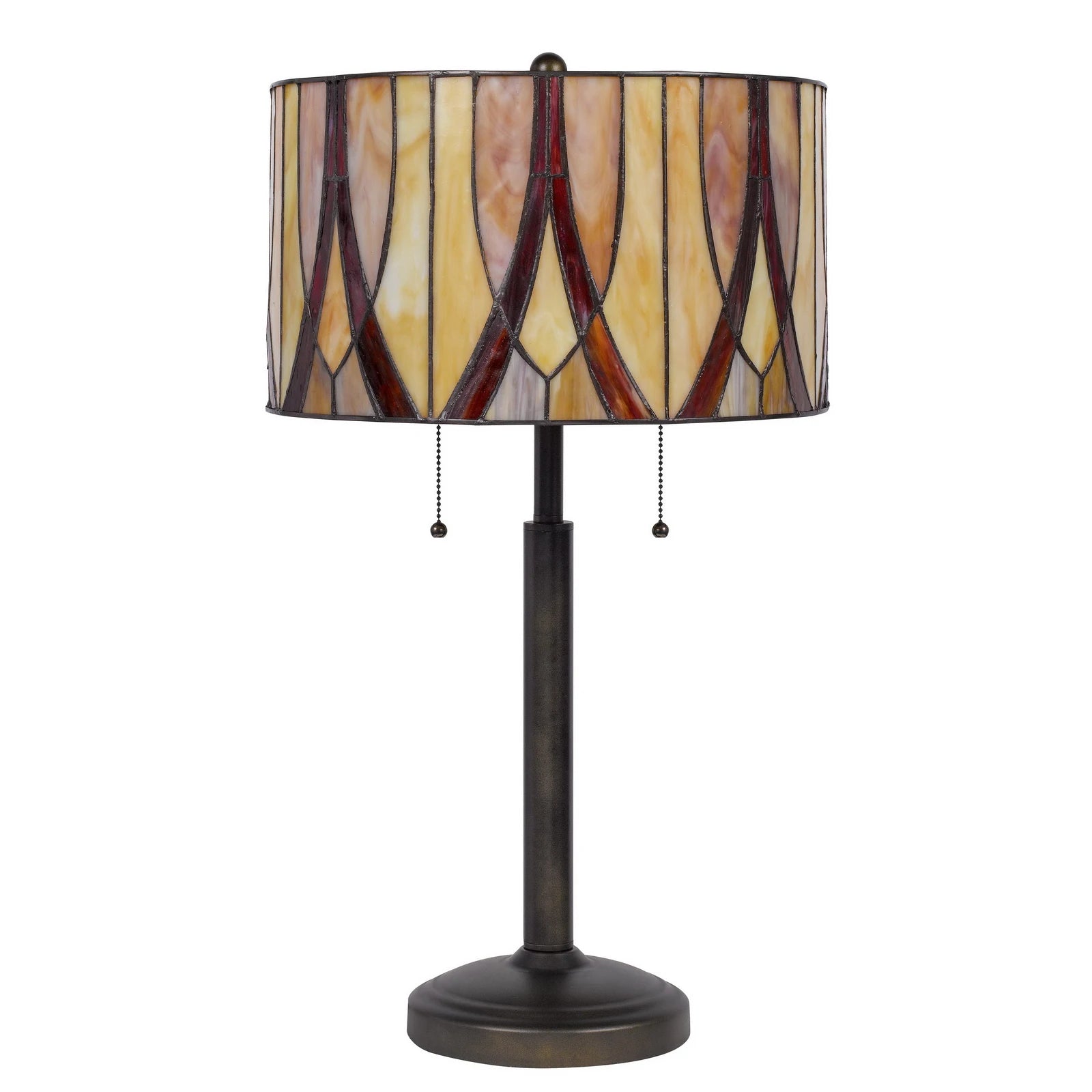 HMS 24\" Modern Two Light LED Table Lamp Bronze Metal with Red Ivory Rattan Drum Shade Battery Powered Resin Body for Bedrooms