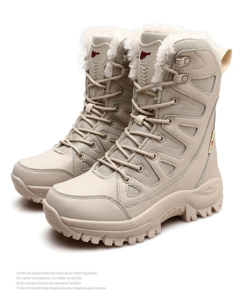 Moipheng Winter Boots Women Super Warm Plus Size 36-46 Mid-Calf Motorcycle Boots Warm Plush Platform Shoes Zapatos Para Mujer
