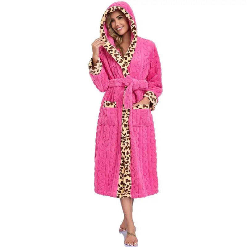 Free Shipping Wholesale Bath Robes Sleepwear Soft Bathrobe pink Striped Pyjamas Women Sleepwear