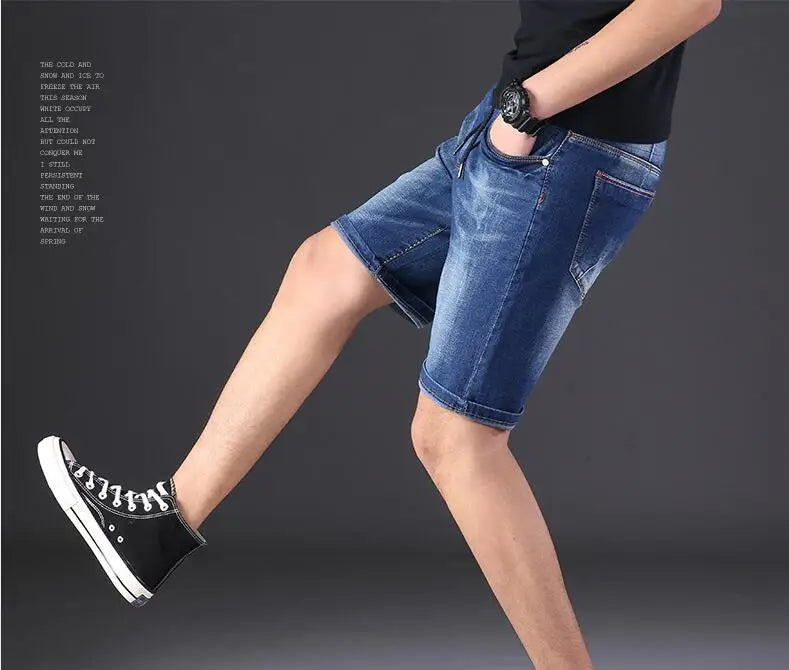 Extra large size men's denim shorts oversized men's elastic waist knee length summer loose shorts men plus size 9XL 8XL 7XL 6XL