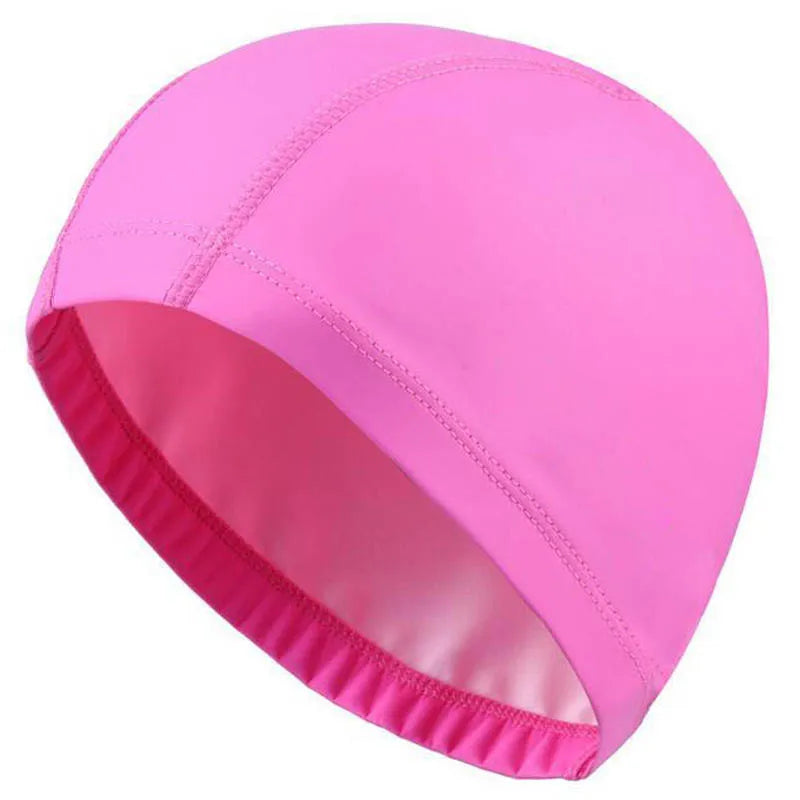 PU Fabric Swimming Cap Men Women Waterproof Swim Pool Hat Water Sport Protect Ears Long Hair Bathing Caps Plus Size for Adults