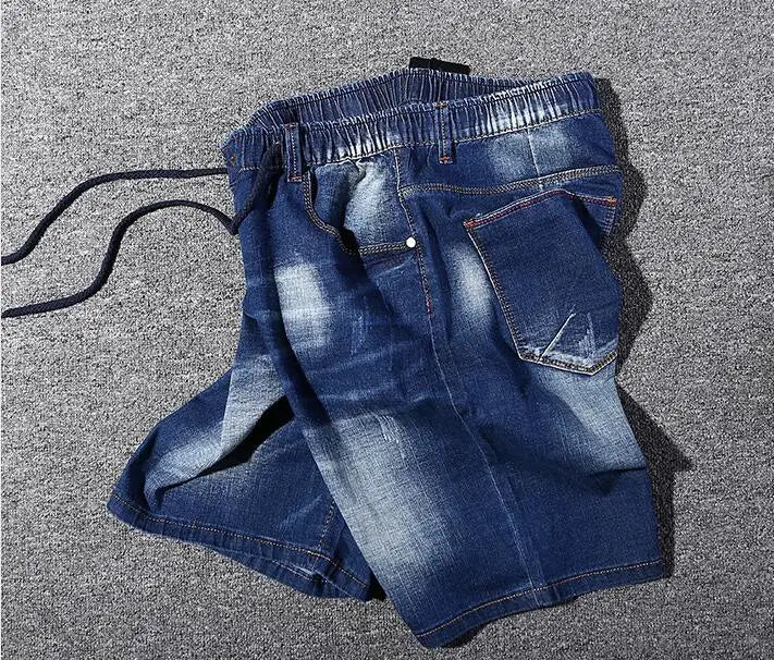 Extra large size men's denim shorts oversized men's elastic waist knee length summer loose shorts men plus size 9XL 8XL 7XL 6XL