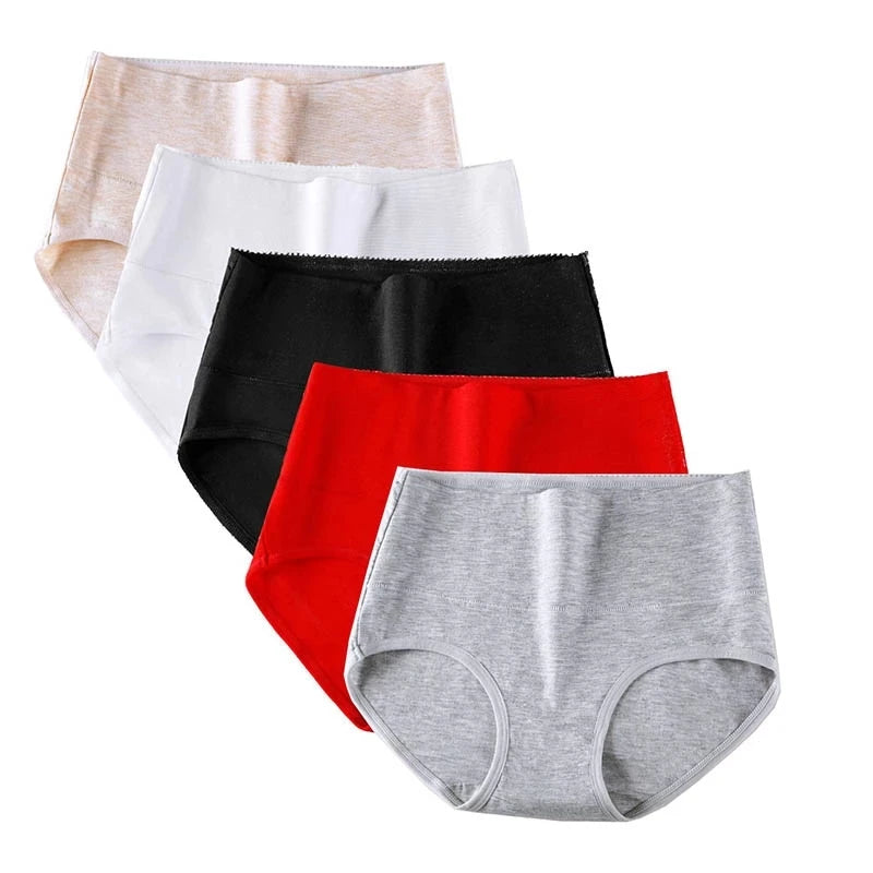 3Pcs Women's Underwear Plus Size High Waist Panties for Women Lingeries Cotton Briefs Underpant Breathable Female Intimates Lady