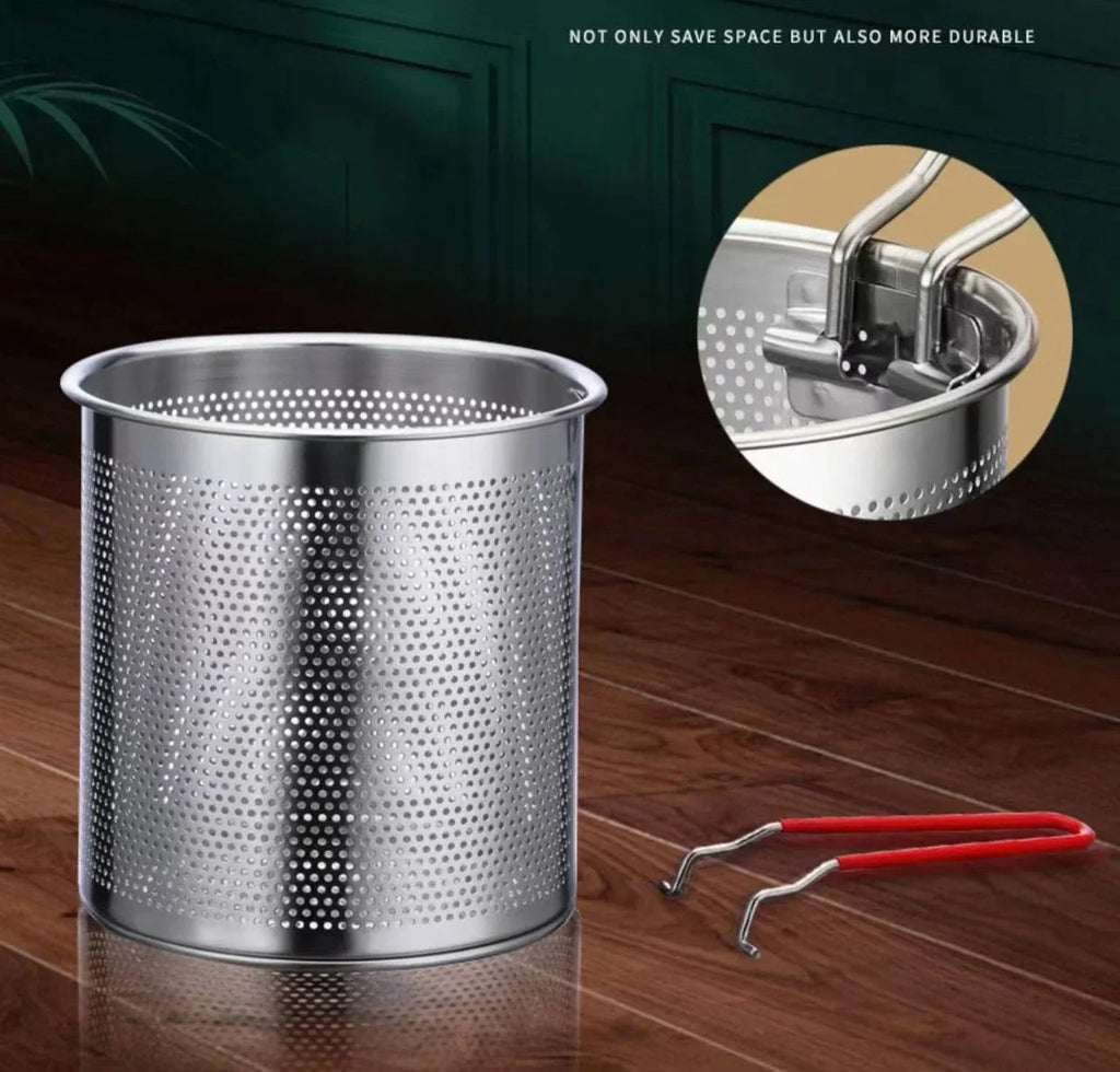304 Stainless Steel Deep Fryer with Frying Basket Multifunction Small Pot Kitchen Specific Frying Chicken and Other Cooking Tool