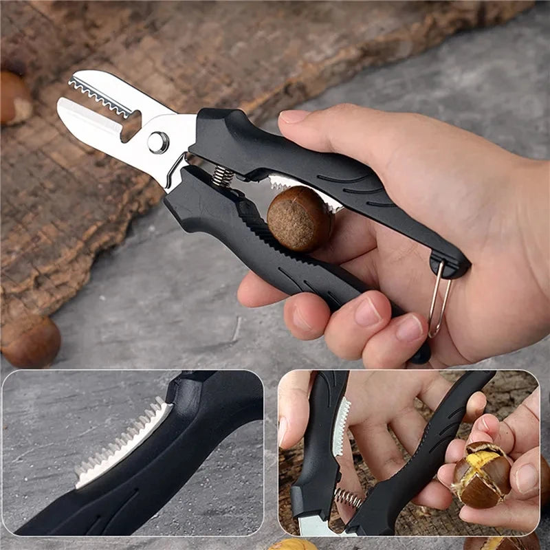 Multipurpose Chestnut Scissors Peeler Chestnut Shell Peeling and Leather Clip Cross Cutting Knife Chestnut Peeler For Kitchen