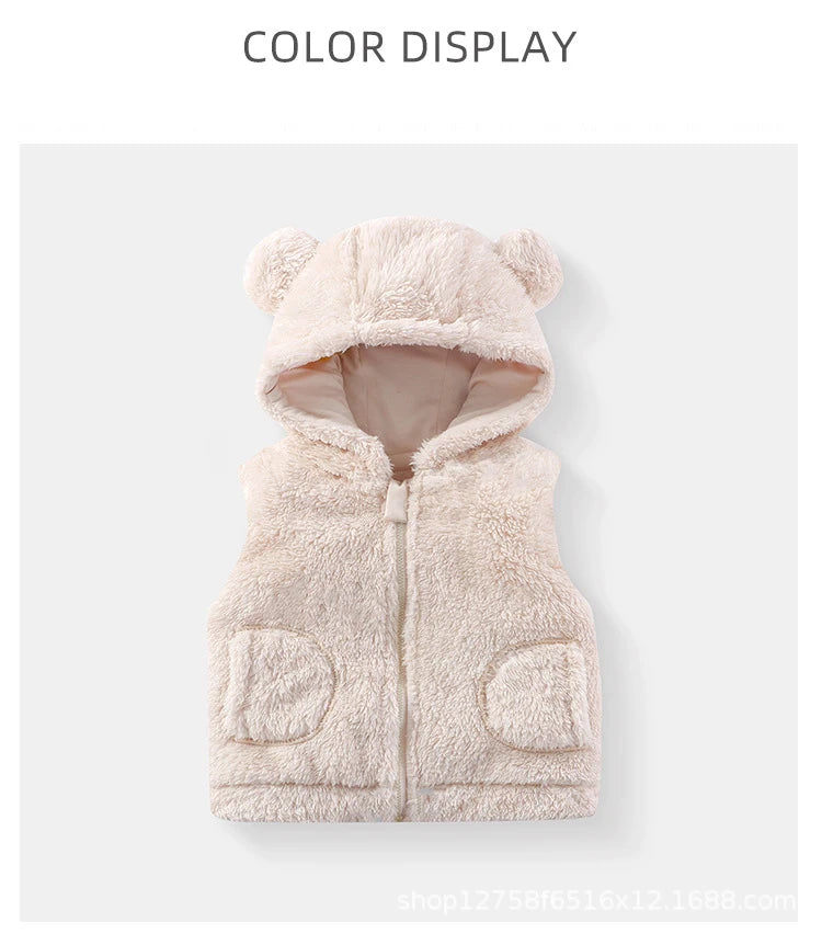 Ircomll Children's vest winter Fall Bape Plush Hooded Bear Outerwear For Girls Boys Children Coat Baby Top Waistcoat Girl Outfit