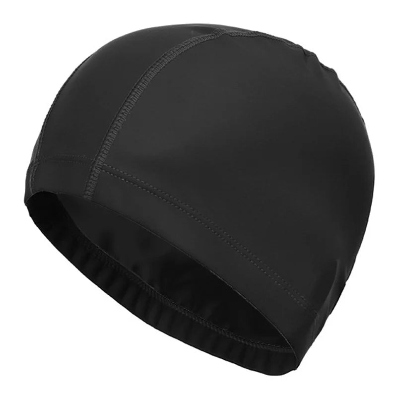 PU Fabric Swimming Cap Men Women Waterproof Swim Pool Hat Water Sport Protect Ears Long Hair Bathing Caps Plus Size for Adults