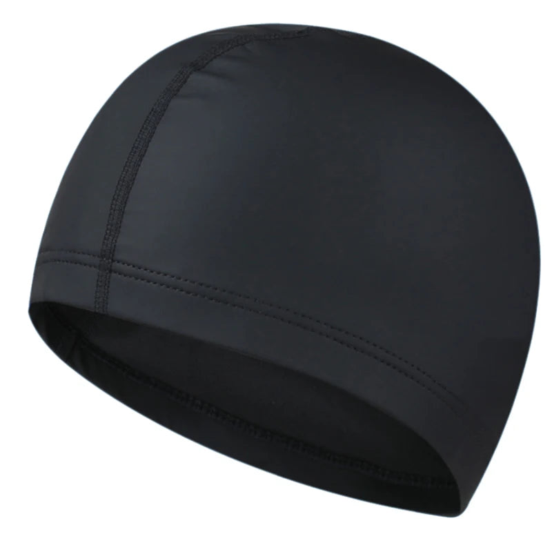 PU Fabric Swimming Cap Men Women Waterproof Swim Pool Hat Water Sport Protect Ears Long Hair Bathing Caps Plus Size for Adults
