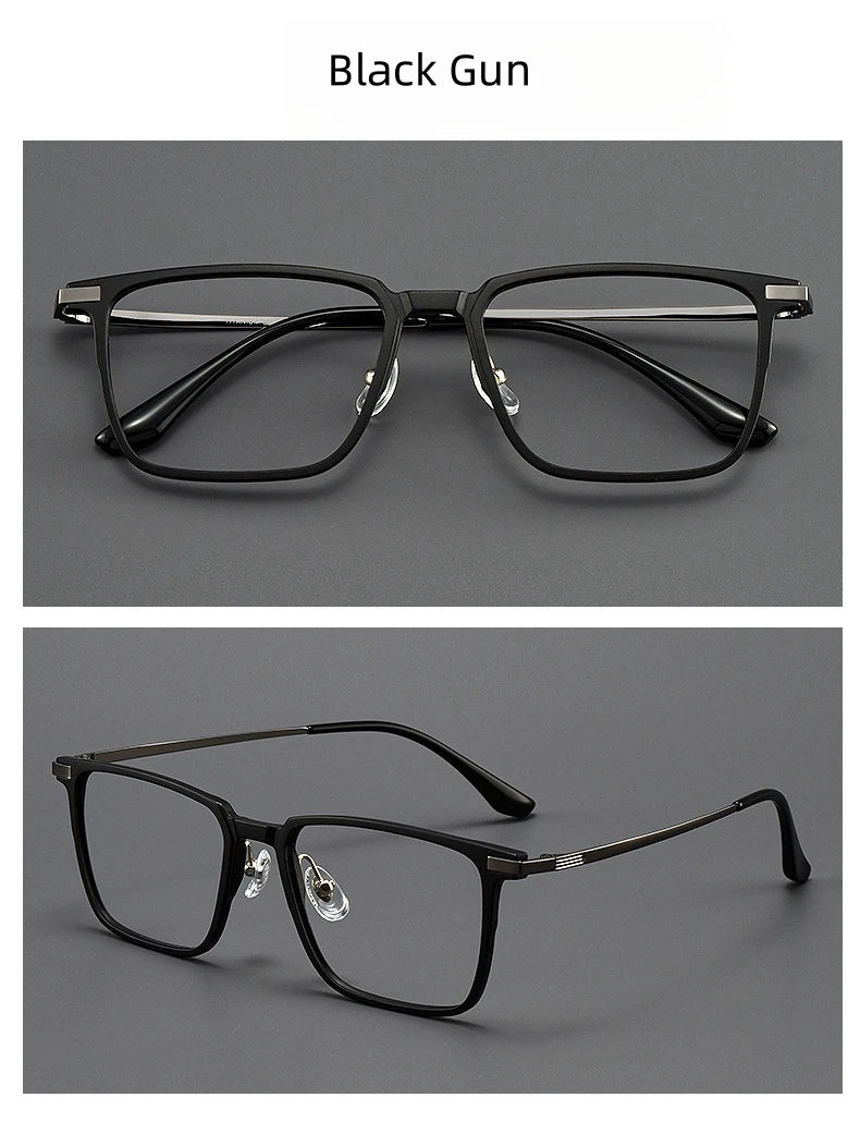 FIRADA Fashion Comfortable Eyeglasses Retro Square Titanium Eyewear Plus Size Prescription Glasses Frame For Men Women 93006-C