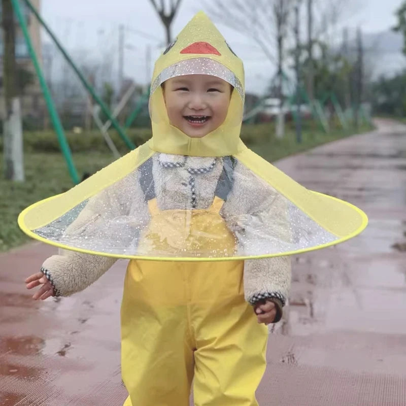 Children Portable Rain Umbrella Hat Foldable Outdoor Fishing Sunshade Waterproof Camping Headwear Kids Rain Hat Umbrella 65-70cm