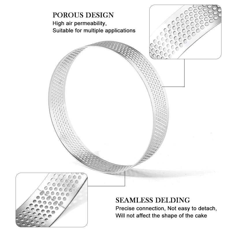 FAIS DU Perforated Round Tart Ring Stainless Steel Fruit Pie Tartlet Mold for Baking DIY Dessert Cake Mousse Molds Kitchen Tools