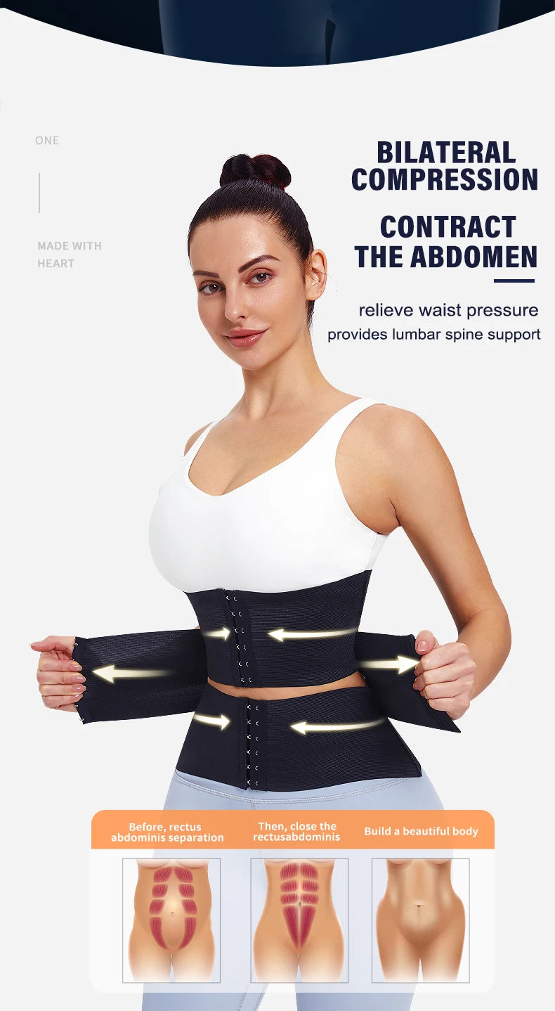 MiiOW Waist Trainer Corset Women Binders Shapers Tummy Wrap Body Shapewear Slimming Belt Flat Belly Workout Postpartum Girdle