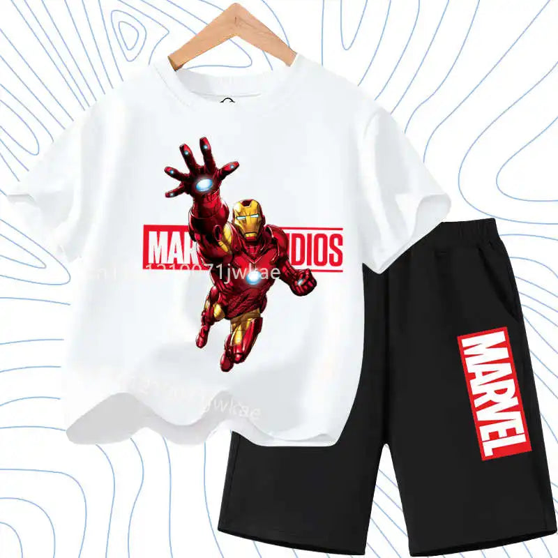 T-shirt  Shorts 2pc/set for Boys Clothes Summer Spider Man Kids Cartoon Short Sleeved Suit Children Clothing Casual Tracksuits