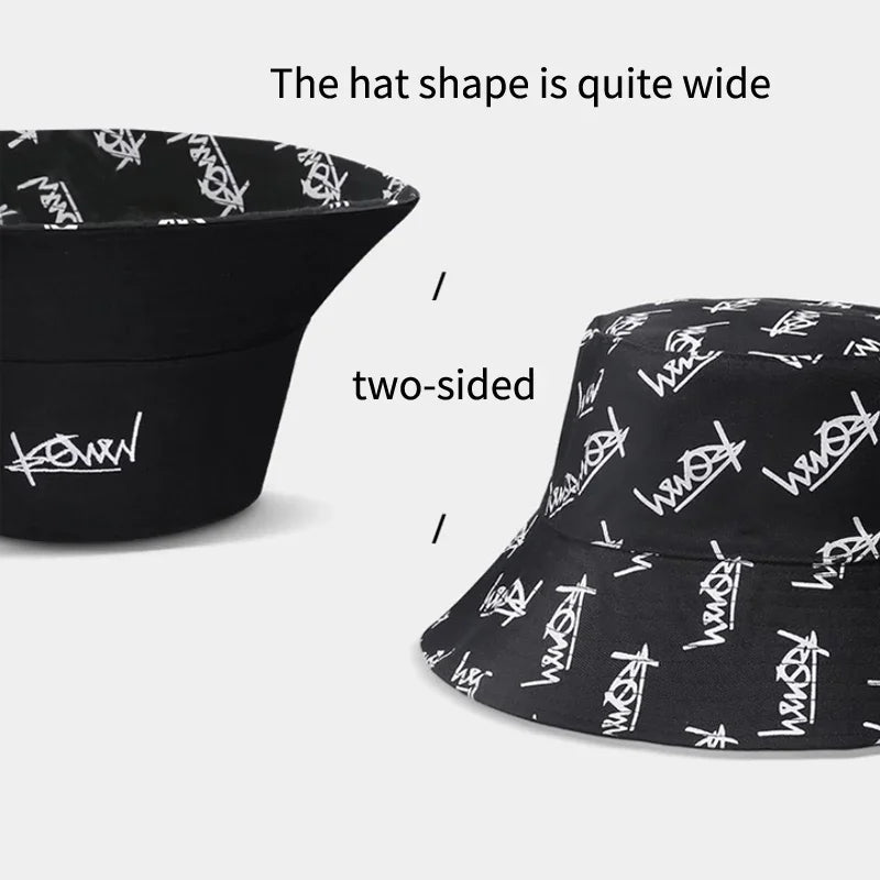 Big Head Letter Bucket Hat for Men Women XL Large Hip Hop Cap Fisherman Hat Summer Sun Hat Plus Size Panama