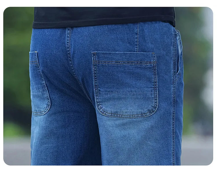 8XL Oversize Jeans Men Autumn Fashion Streetwear Pant Plus Size Cargo Jeans Soft Cotton Loose Baggy Casual Jeans For Dad Husband