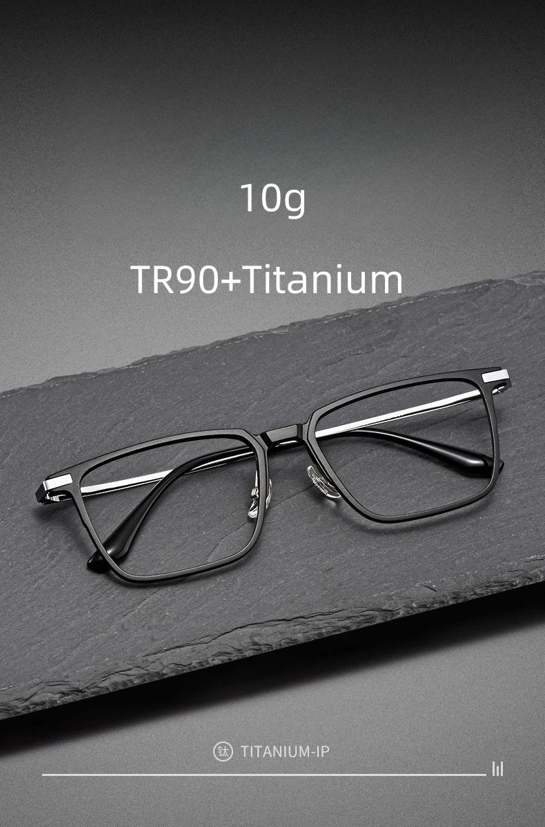 FIRADA Fashion Comfortable Eyeglasses Retro Square Titanium Eyewear Plus Size Prescription Glasses Frame For Men Women 93006-C