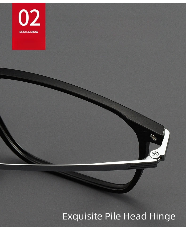 FIRADA Fashion Comfortable Eyeglasses Retro Square Titanium Eyewear Plus Size Prescription Glasses Frame For Men Women 93006-C
