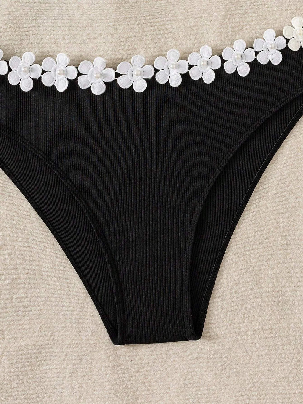 Sexy 3D White Flower Bandeau Push Up Bikini Swimwear Women Bikinis 2 Piece Swimsuit Bathing Suit Biquini Maillot De Bain Femme