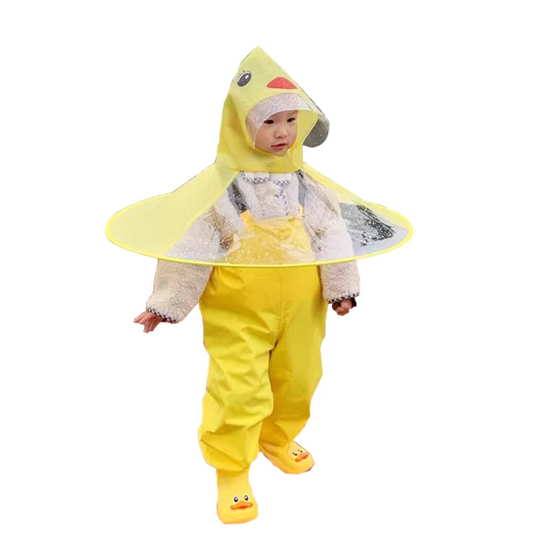Children Portable Rain Umbrella Hat Foldable Outdoor Fishing Sunshade Waterproof Camping Headwear Kids Rain Hat Umbrella 65-70cm