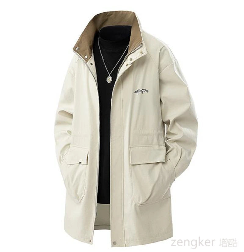 Big size Trench large size men long section spring and autumn casual jacket loose  plus size coat 7XL 8XL 9XL