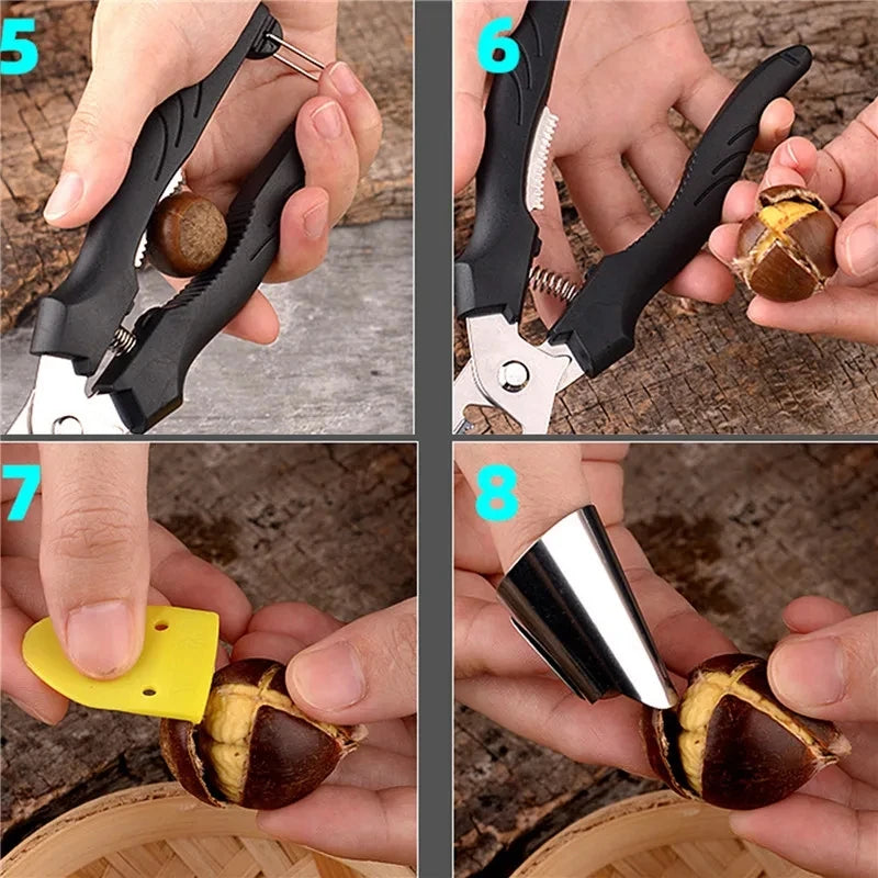 Multipurpose Chestnut Scissors Peeler Chestnut Shell Peeling and Leather Clip Cross Cutting Knife Chestnut Peeler For Kitchen