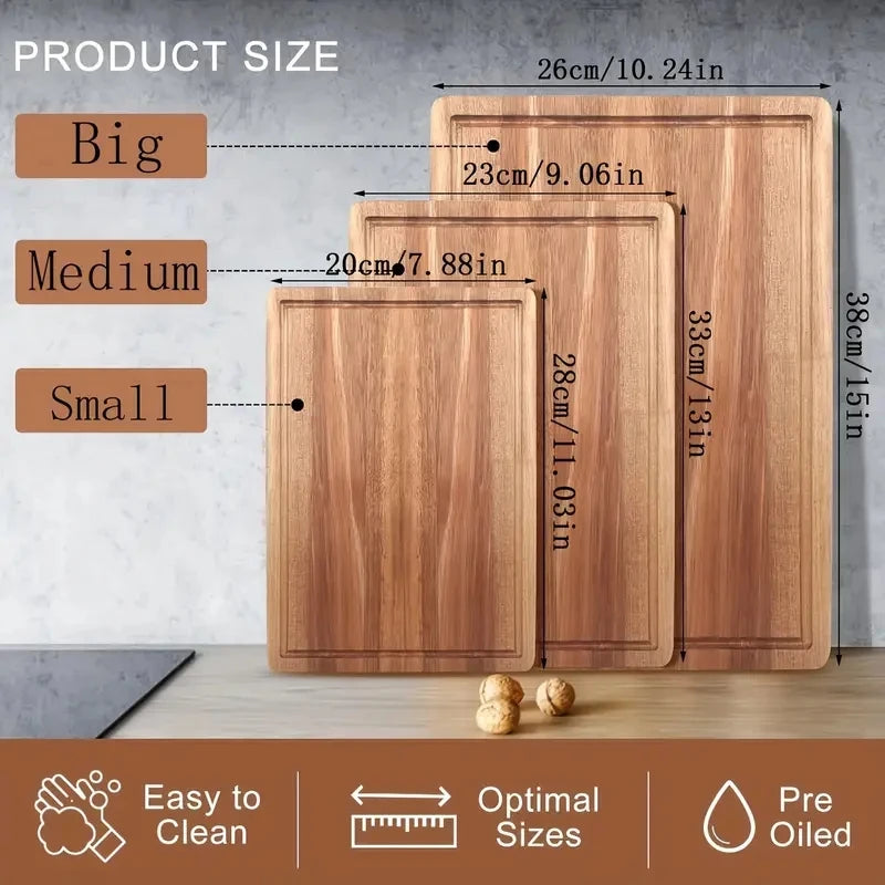 Beech Walnut Wooden Cutting Board Kitchen Chopping Block Cheese Meat Butcher Block - Durable Wood Cutting Board for Kitchen To