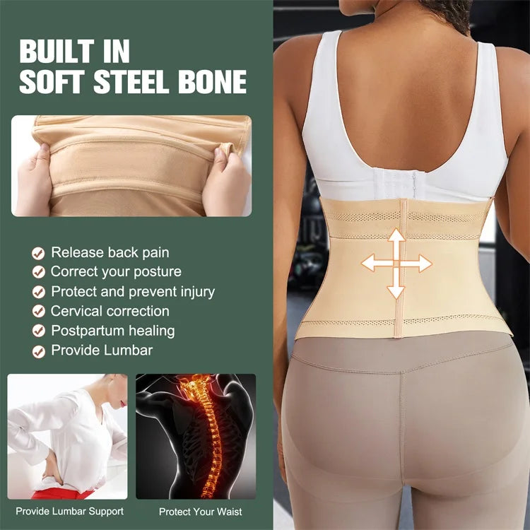 MiiOW Waist Trainer Corset Women Binders Shapers Tummy Wrap Body Shapewear Slimming Belt Flat Belly Workout Postpartum Girdle