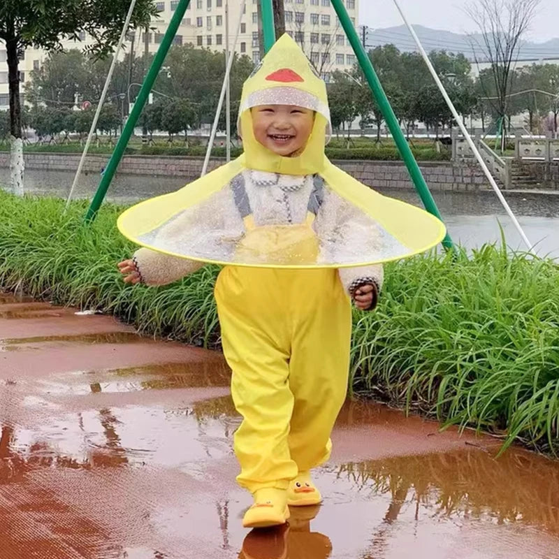 Children Portable Rain Umbrella Hat Foldable Outdoor Fishing Sunshade Waterproof Camping Headwear Kids Rain Hat Umbrella 65-70cm
