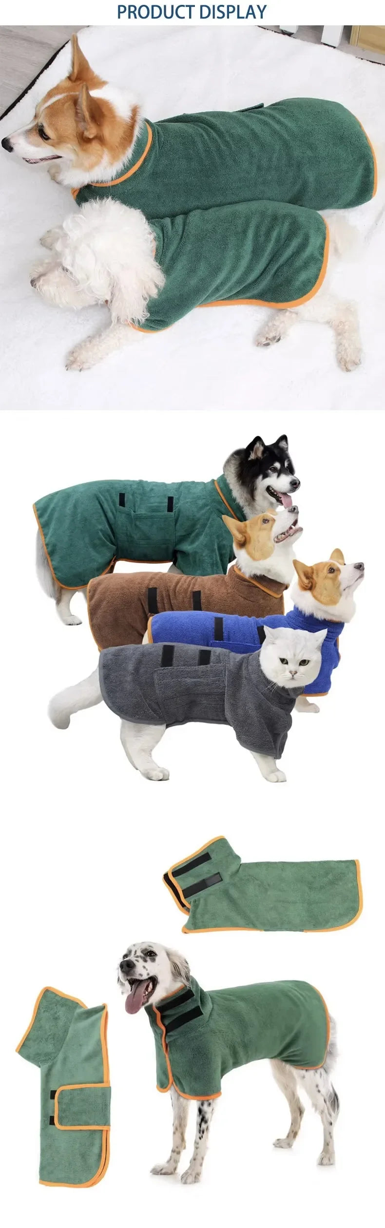 Absorbent Pet Bathrobe Quick Drying Dog Towel for Large & Small Dogs Cat Bathrobe Clean Pet Supplies