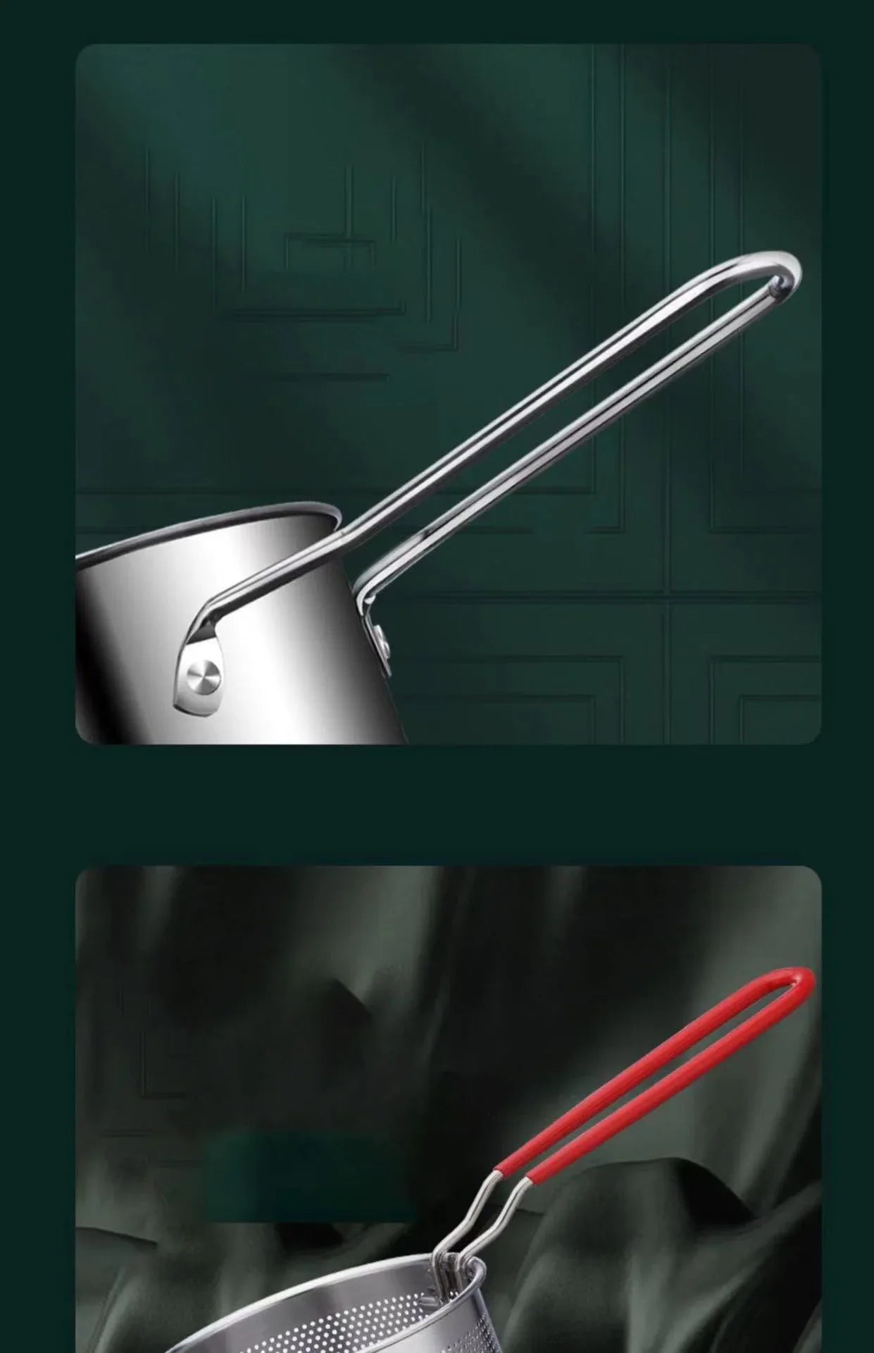 304 Stainless Steel Deep Fryer with Frying Basket Multifunction Small Pot Kitchen Specific Frying Chicken and Other Cooking Tool