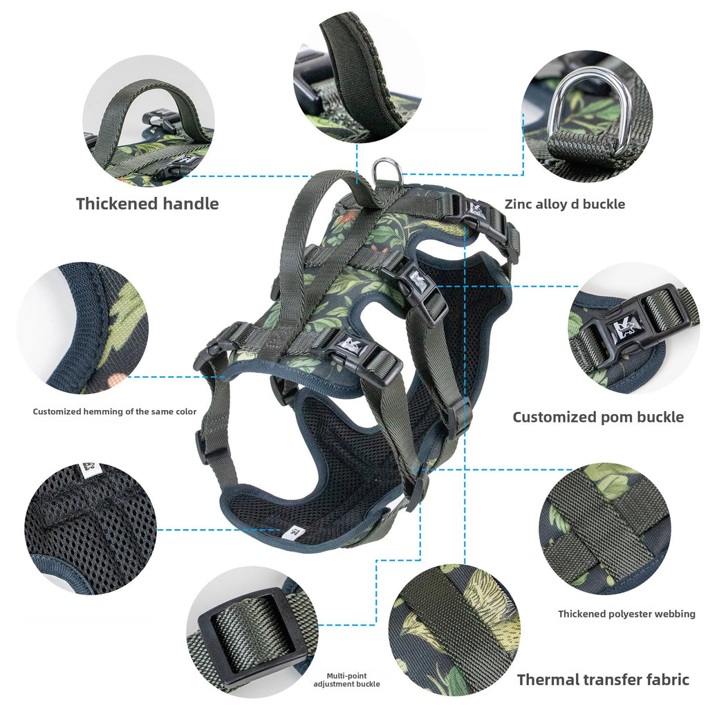 Pet Dog Harness Adjustable Chest Harness For Small  Medium Large Dogs Teddy Chihuahua Pet Supplies （S has no handle））