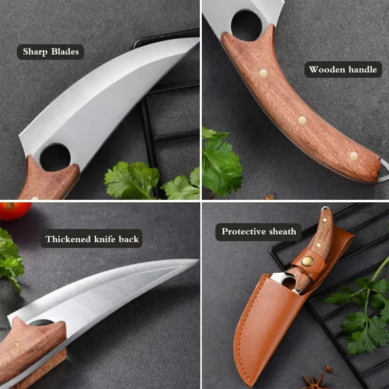 WXCOO Stainless Steel Meat Cleaver Knife Kitchen Sharp Boning Household Fruit Paring BBQ Knife Wooden Handle Kitchen Supplies