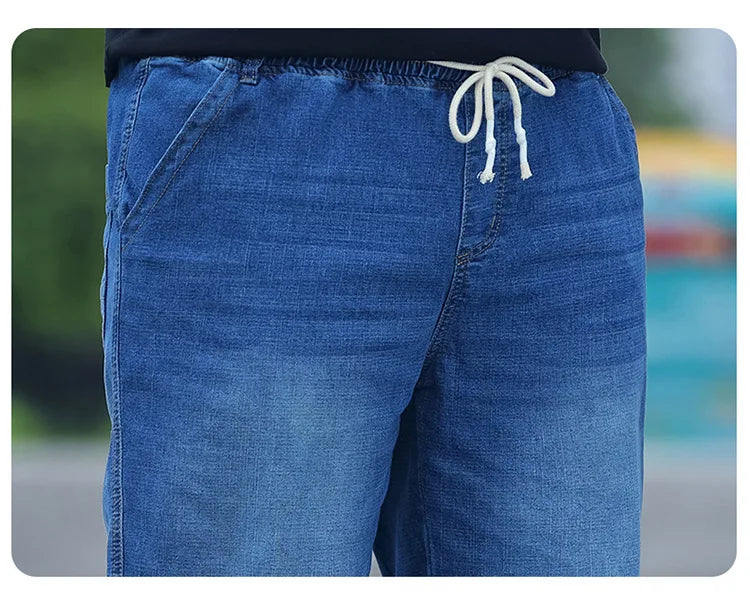 8XL Oversize Jeans Men Autumn Fashion Streetwear Pant Plus Size Cargo Jeans Soft Cotton Loose Baggy Casual Jeans For Dad Husband