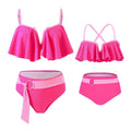 2025 Summer Family Matching Swimsuit Bikini Mother Daughter Bow Swimwear Mom Baby Girls Clothing Set 3PCS Mom's Swimsuit Skirt