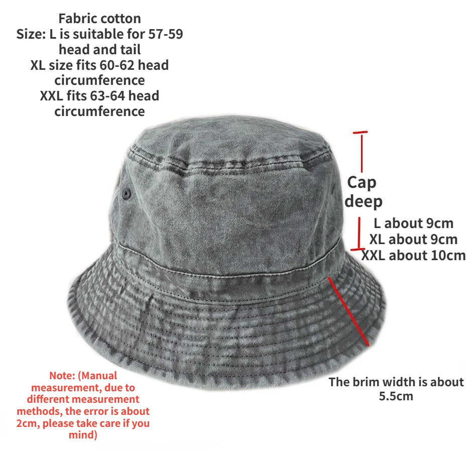 Big Head Plus Size Bucket Hat for Men  Pure Cotton Panama Fisherman Hat Korean Man Women 59cm 60cm 62cm 63cm Sun Hat