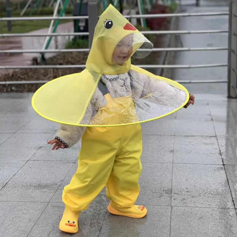 Children Portable Rain Umbrella Hat Foldable Outdoor Fishing Sunshade Waterproof Camping Headwear Kids Rain Hat Umbrella 65-70cm