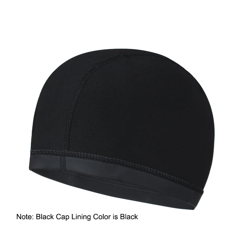 PU Fabric Swimming Cap Men Women Waterproof Swim Pool Hat Water Sport Protect Ears Long Hair Bathing Caps Plus Size for Adults