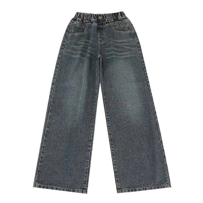 Children Winter Insulated Jeans for Girl Warm and Thick Thermal Denim Pants Teen Kids Fashion Fleece-Lined Street Trousers