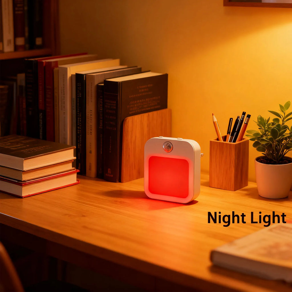 1PC Red Light Night Light With A Plug, Intelligent Night Light, Automatic On/Off, Suitable For Bedroom, Bathroom, Kitchen