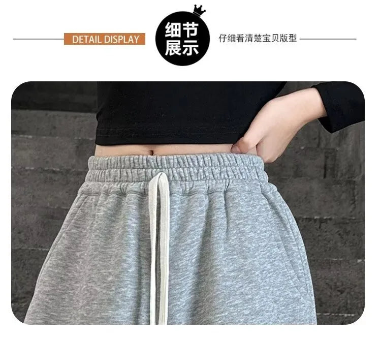Causal Pants Girls Kids Loose Cotton Sports Pants 110-170 Black Pink Trousers for Children Spring Kids Clothing 2025