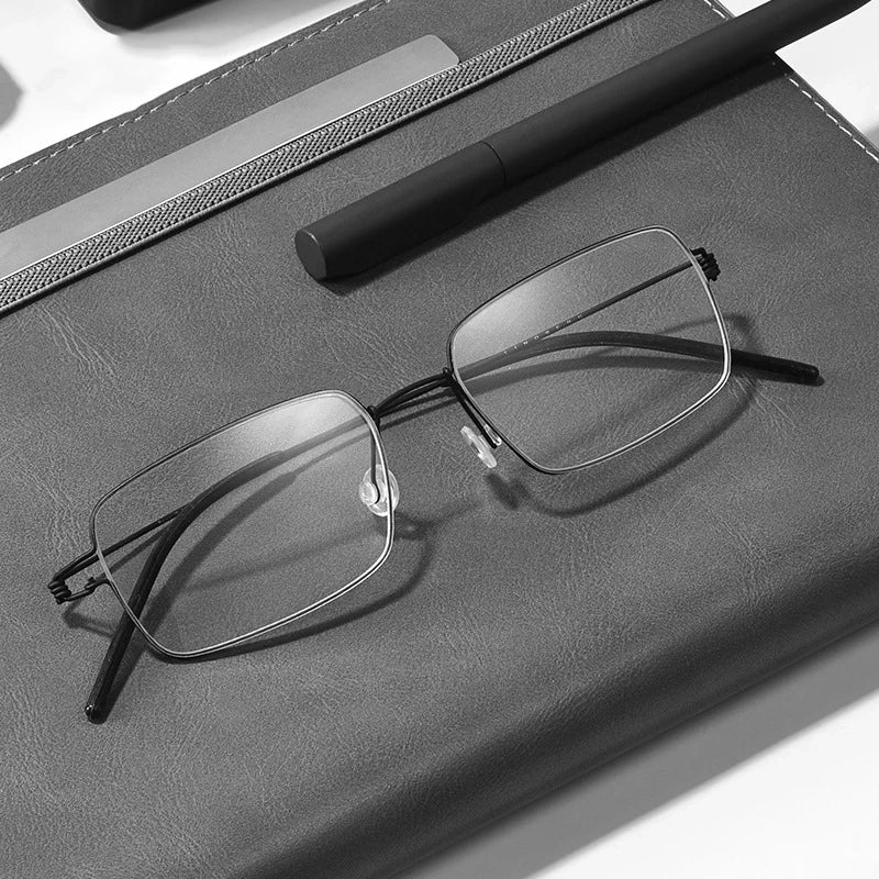 Men Business Reading Glasses Anti-Blue Light Titanium Alloy Frame Male Hyperopia Presbyopia Prescription Glasses
