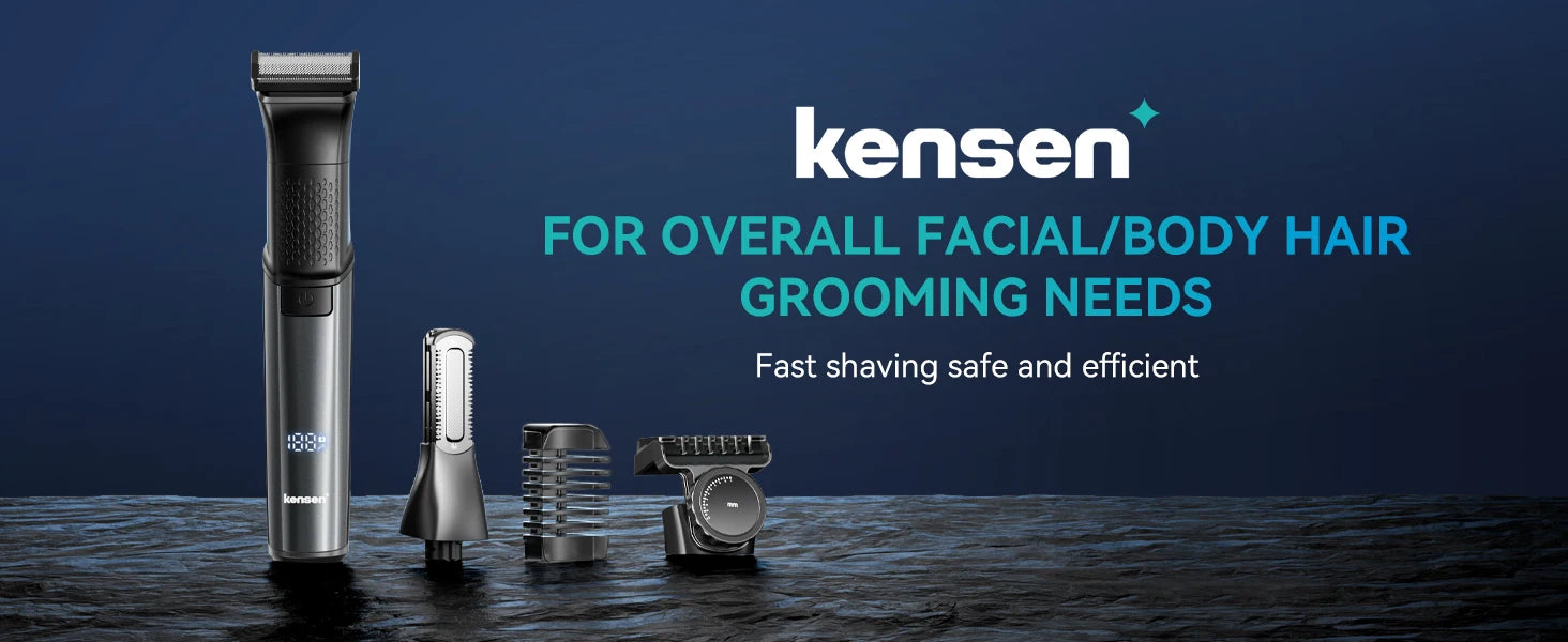 KENSEN S15 Electric Tirmmer for Men Dual-sided Blade IPX6 Waterproof Body Hair Razor Beard Trimmer 2 in 1 Trimmers for Barber