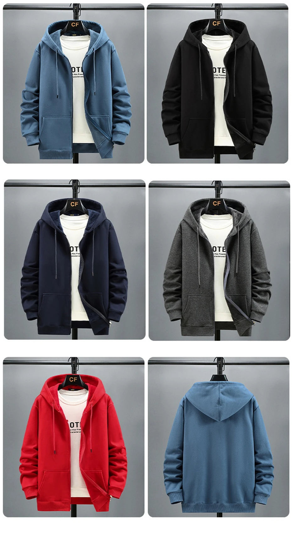 Plus Size 10XL 12XL Hoodie Men Autumn Winter Fleece Hoodies Solid Color Jacket Hoodies Big Size 12XL Blue Black Red Grey