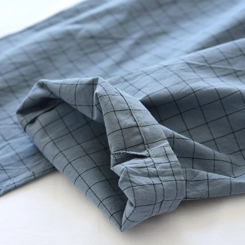 Men Pajama Pants Plaid Design Cotton Pajamas Long Trouser for Spring and Summer Thin Style Loose-Fitting Plus Size Men Pants