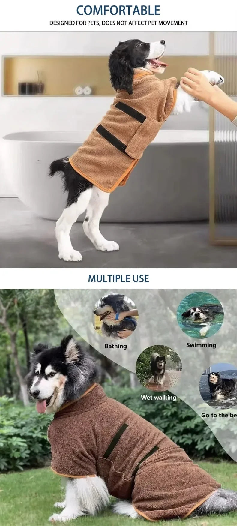 Absorbent Pet Bathrobe Quick Drying Dog Towel for Large & Small Dogs Cat Bathrobe Clean Pet Supplies